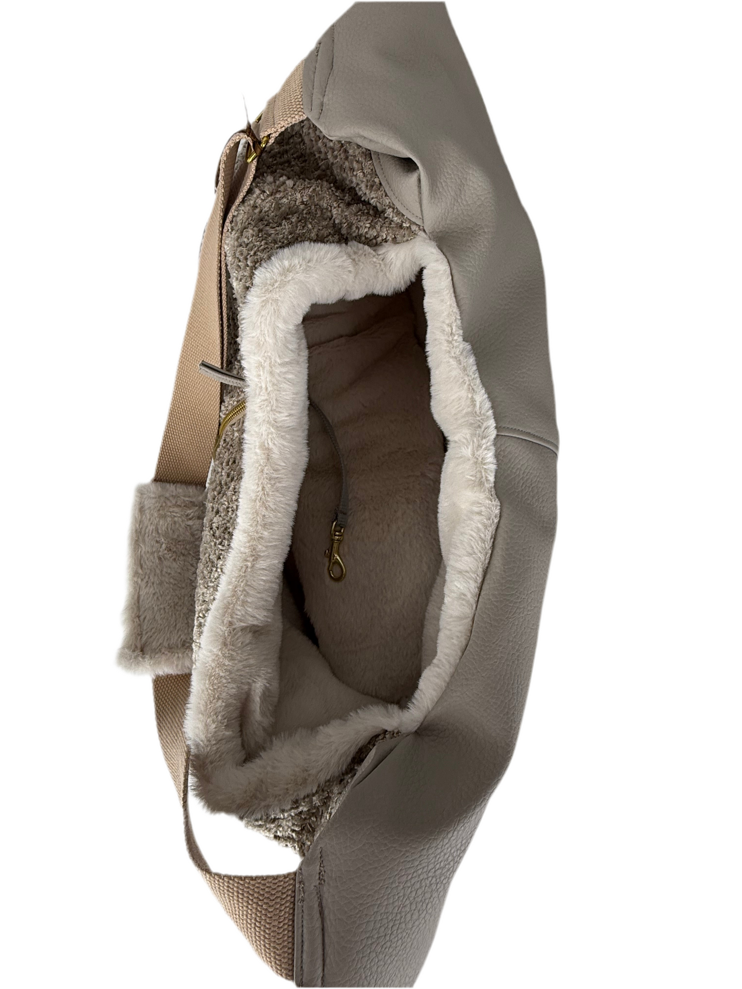 Luno shoulderbag- liver beige ecoleather- Faux fur