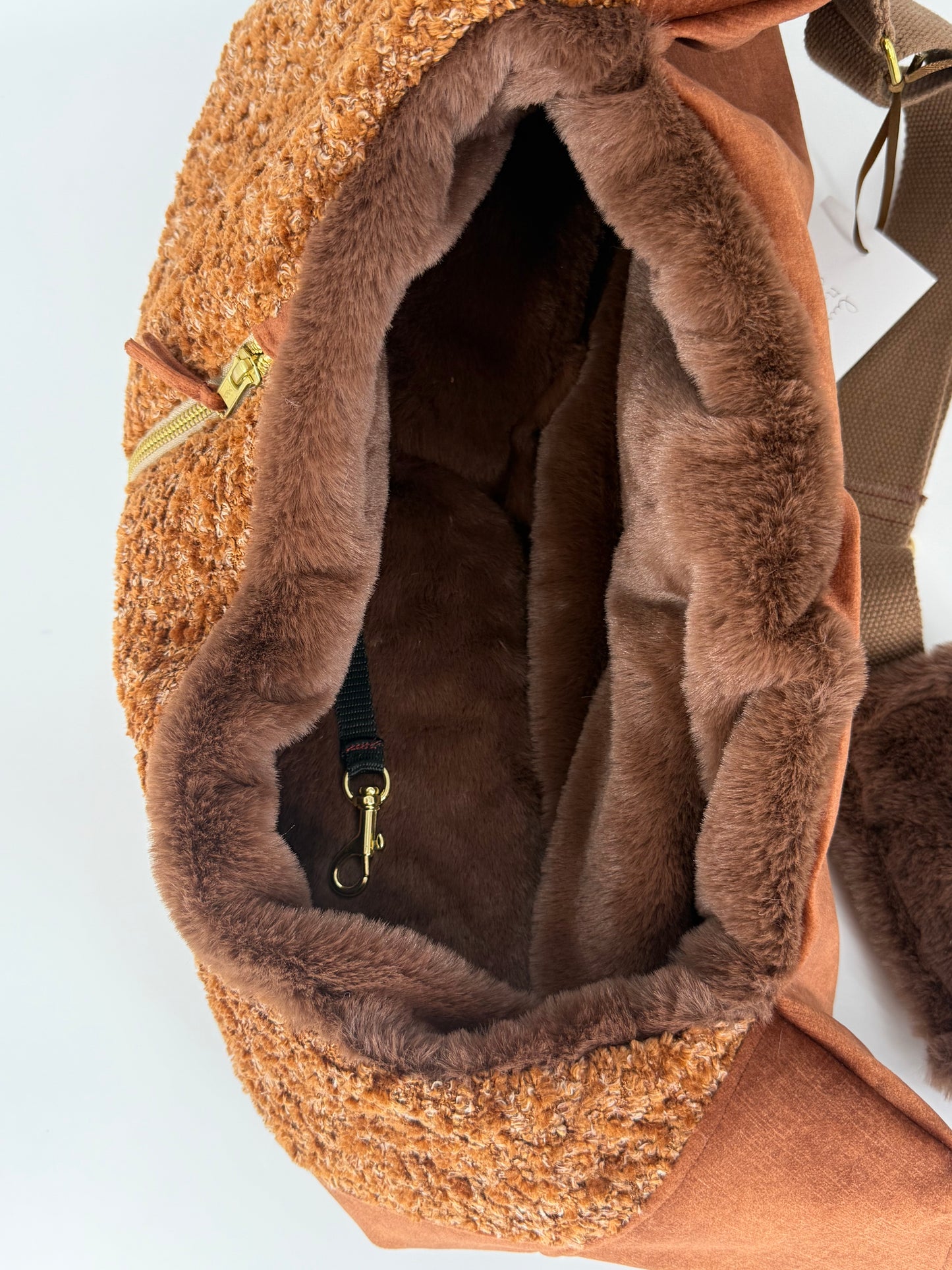 Luno shoulderbag coper bordeaux - Brown  ecoleather- Faux fur