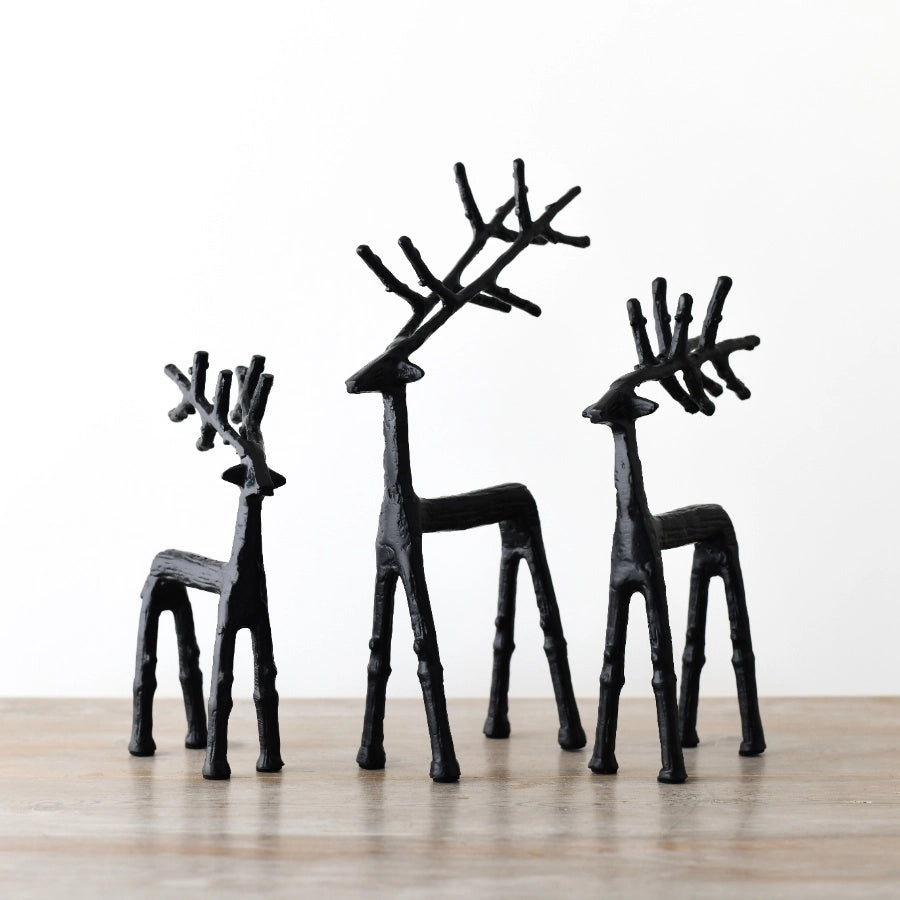 Black Metal Reindeer 28cm