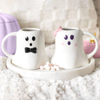 Mr and Mrs Boo Ghost Shaped Halloween Mug Set 2