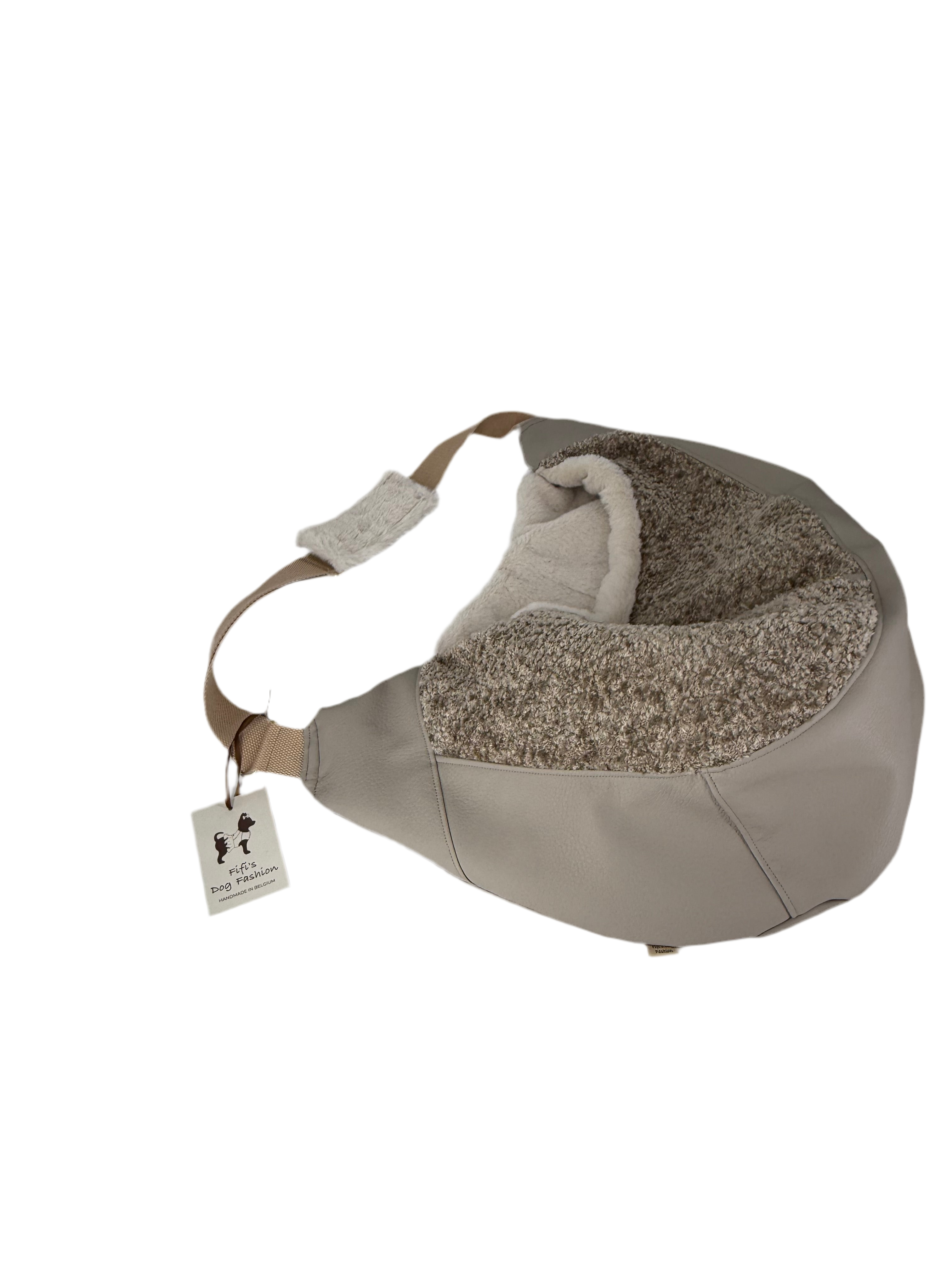 Luno shoulderbag- liver beige ecoleather- Faux fur