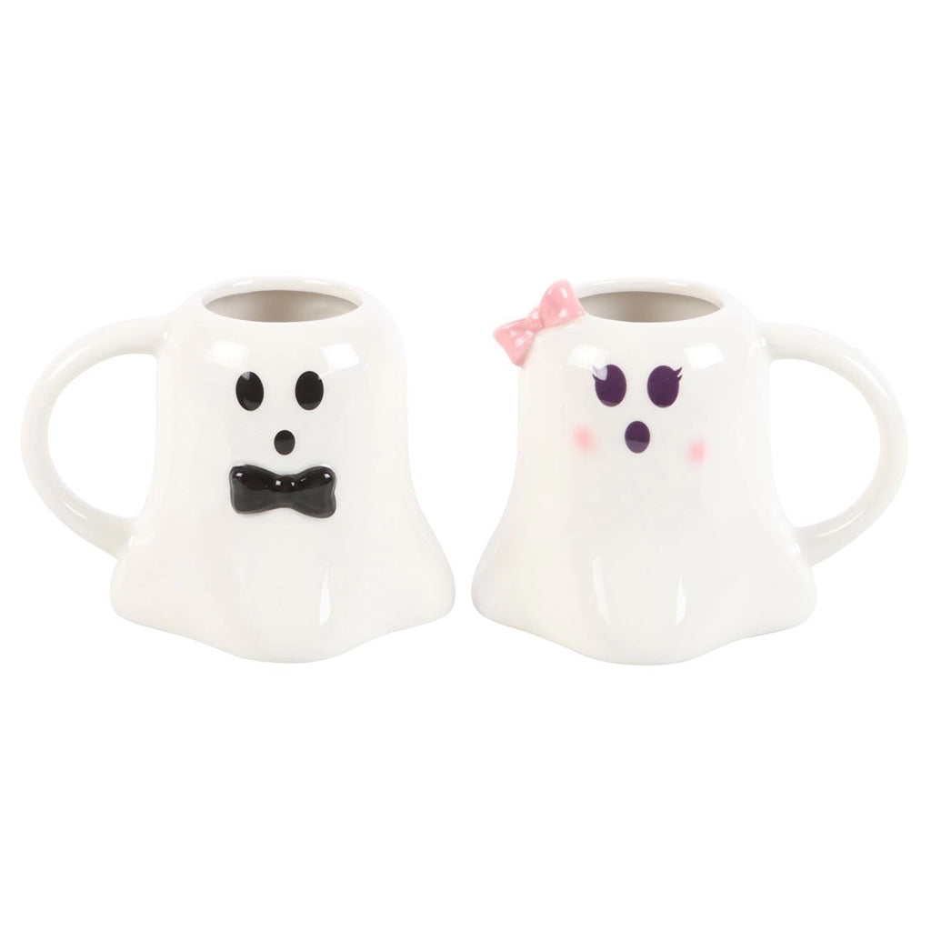 Mr and Mrs Boo Ghost Shaped Halloween Mug Set 2