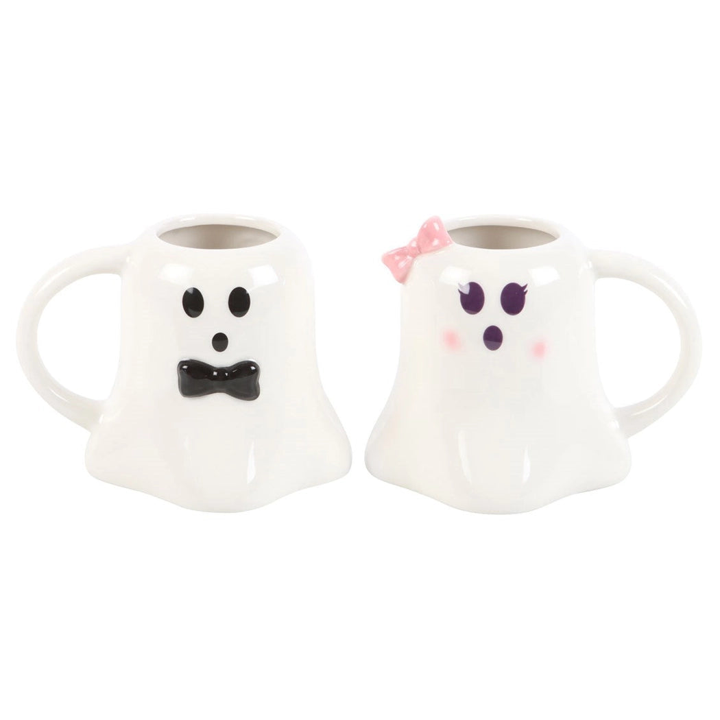 Mr and Mrs Boo Ghost Shaped Halloween Mug Set 2