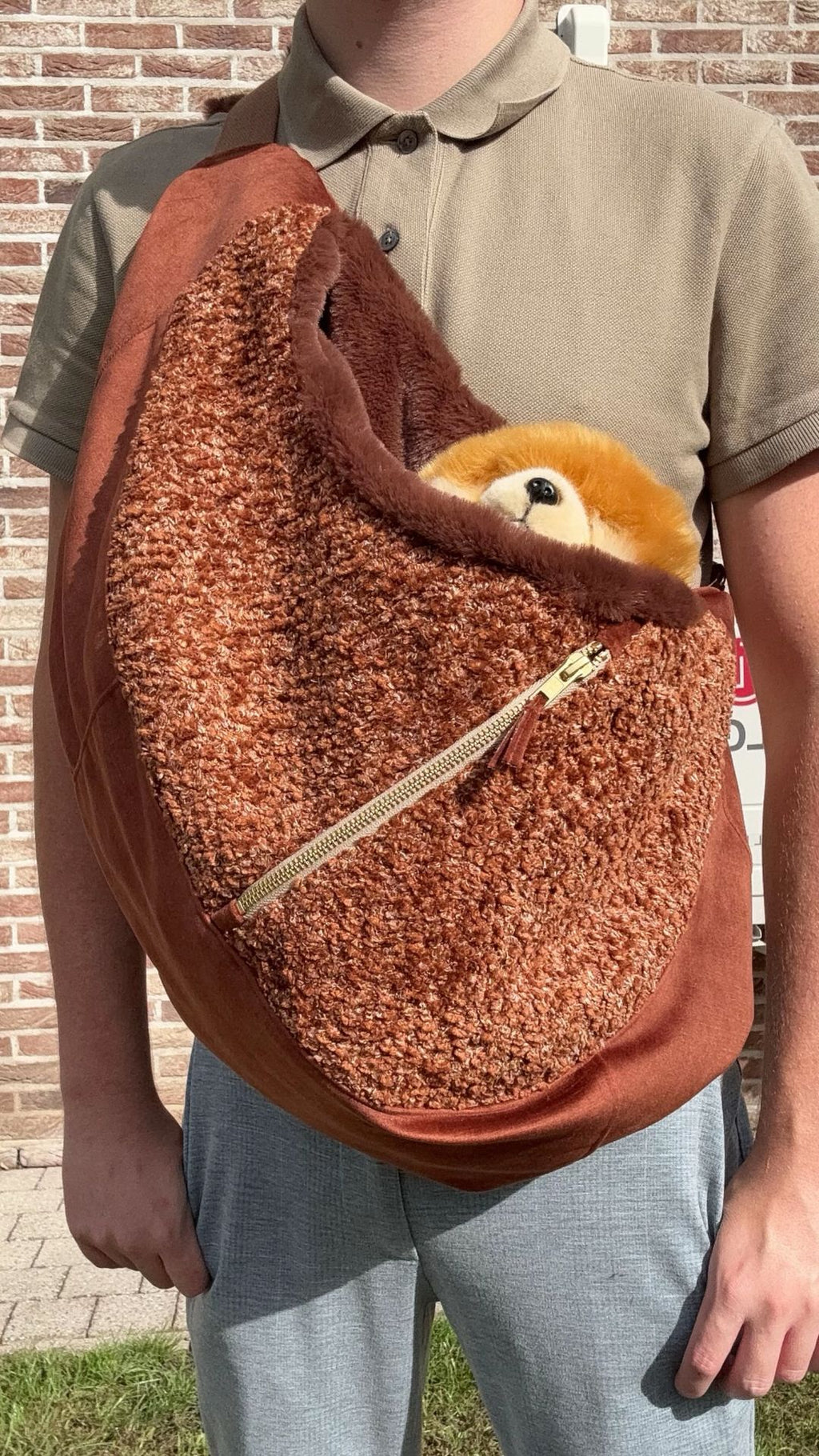 Luno shoulderbag coper bordeaux - Brown  ecoleather- Faux fur