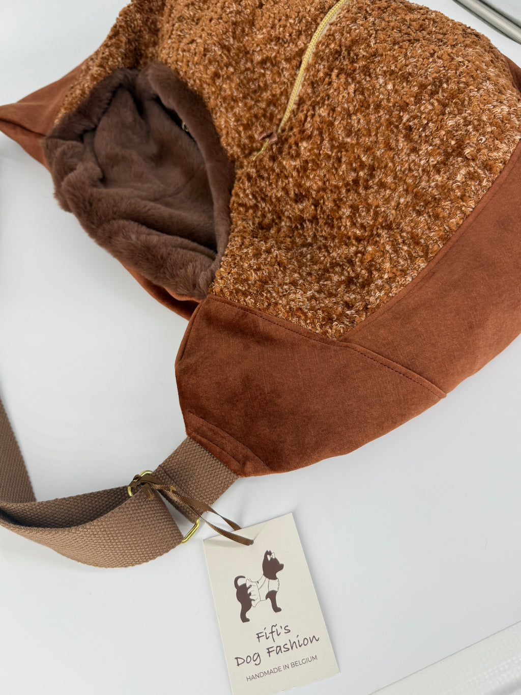 Luno shoulderbag coper bordeaux - Brown  ecoleather- Faux fur