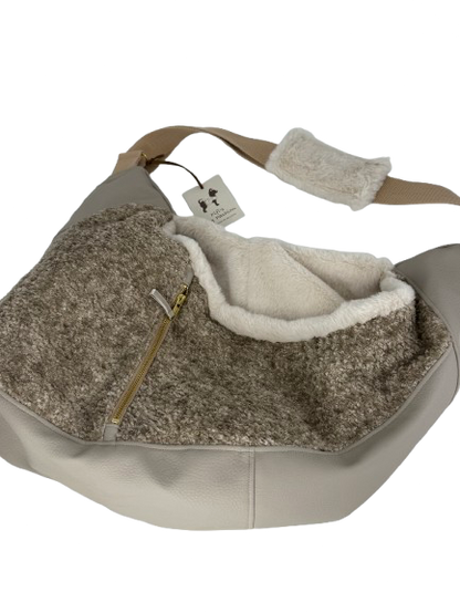 Luno shoulderbag- liver beige ecoleather- Faux fur